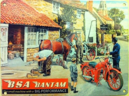 BSA Bantam Motorcycle Classic Vintage Motorbike Blacksmiths Small Metal/Tin Sign