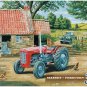 Classic Tractor, Massey Ferguson 35 & Land Rover on Farm, Small Metal/Tin Sign