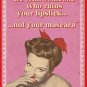Lipstick Mascara, Makeup 50's-60's Retro Pinup Girl Funny Novelty Fridge Magnet