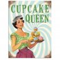 Cupcake Queen, Kitchen Baking, Retro Funny 50s Pin-up Girl, Small Metal/Tin Sign