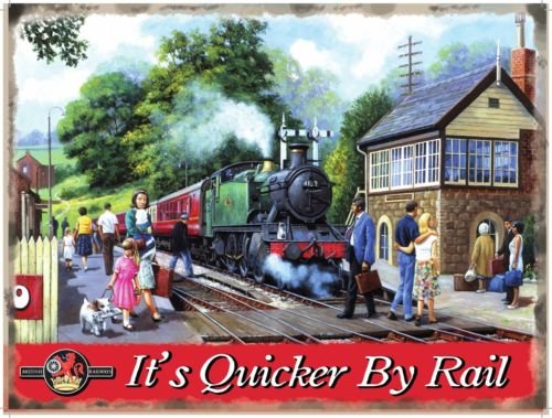 Country Stop, Steam Train, British Railway Engine, Classic, Small Metal/Tin Sign