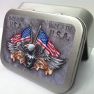 Eagle Flag American Chopper Motorcycle Cigarette Tobacco Storage 2oz Hinged Tin