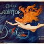 Gladiator Cycles Cycling Naked Woman/Girl Old Art Deco Small Metal/Tin Sign