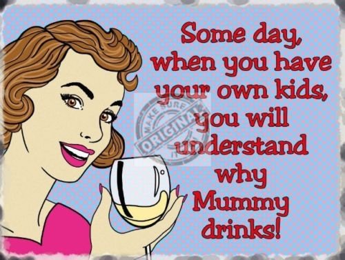 Why Mummy Drinks, Retro Funny Wine Mum Girl, Kitchen House, Small Metal/Tin Sign