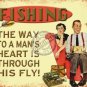 Fishing, Flys Tackle 50s Retro Humor Funny, Garage or Shed Medium Metal/Tin Sign