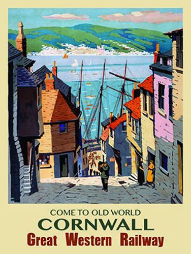 Cornwall, Cornish, Boats Ships, GWR Train Railway, Cobble, Small Metal/Tin Sign
