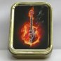 Flaming Gibson Guitar, Strings Plectrum Cigarette Tobacco Storage 2oz Tin