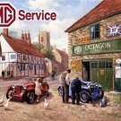 MG Service Vintage Car Garage in a Rural Village Mechanic, Small Metal/Tin Sign