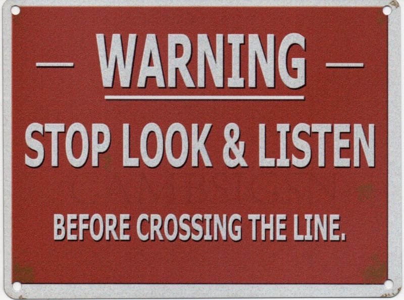 Warning Trains Crossing Miniature Model Railway Line Medium Metal/Tin Sign