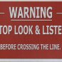 Warning Trains Crossing Miniature Model Railway Line Medium Metal/Tin Sign