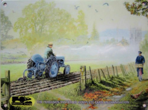 Ferguson Tractor Old Plough, Countryside Farming Village, Small Metal/Tin Sign