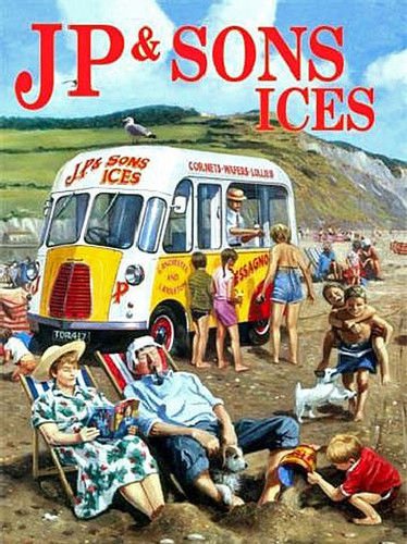 JP & Sons Classic Bedford Ice Cream Van Beach Deck Chairs Small Metal/Tin Sign