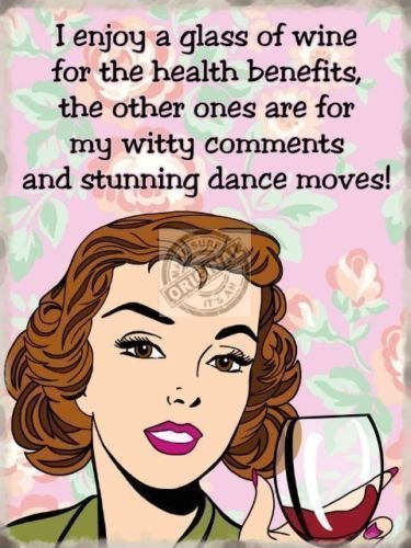 Wine & Dance Moves, Retro Funny Mum Girl, Kitchen House, Small Metal/Tin Sign