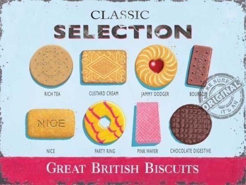 Classic Biscuits Vintage, Kitchen Cafe Old Shop, Tea Food, Medium Metal/Tin Sign