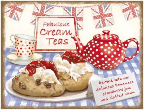 British Cream Teas, Baking Kitchen, Cafe or Restaurant, Small Metal/Tin Sign