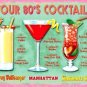 Your 80's Cocktails Bar Drink Pub Restaurant Kitchen Retro Large Metal/Tin Sign