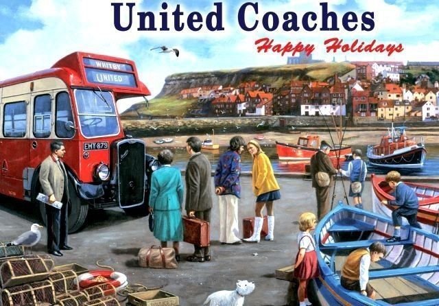 United Coaches Whitby Harbour Seaside Holiday Old Small Metal/Tin Sign Picture