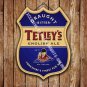 Tetley's Bitter Beer Advertising Bar Old Pub Metal Pump Badge Shield Steel Sign