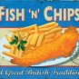 Fish & Chips, Vintage Shop, Pub Bar Kitchen Cafe Old, Food, Large Metal/Tin Sign
