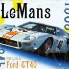 Le Mans 24h 1969 Ford GT40 Gulf Race Car Retro Motorsport, Medium Metal/Tin Sign