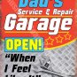 Dad's Service & Repair Garage, Funny/Humorous Vintage, Car, Large Metal/Tin Sign