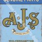 Vintage Garage AJS Motorcyles, 117, Old Motorbike Advert, Large Metal/Tin Sign