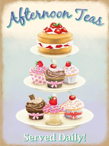 Afternoon Tea, Cake Stand, Kitchen, Cafe, Restaurant, Pub, Large Metal/Tin Sign