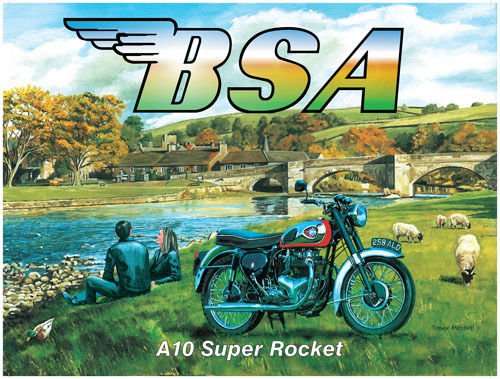 BSA A10 Super Rocket Motorcycle, Classic/Vintage Motorbike, Small Metal/Tin Sign