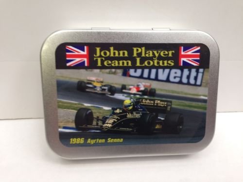 JPS John Player Lotus Senna Motor Cigarette Tobacco Storage 2oz Hinged Tin