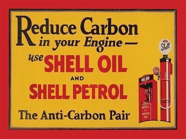 Shell Oil & Petrol, Reduce Carbon, Vintage Garage Engine, Medium Metal/Tin Sign