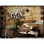Route 66 Cadillac 50s 60s American Car Motel Diner Large 3D Metal Embossed Sign