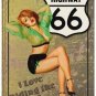 Highway Route 66, America Road USA Car 50s Pin-up Girl Large Metal/Tin Sign