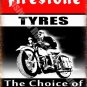 Vintage Garage Firestone Tyres, Motorcycle Motorsport, 20, Medium Metal/Tin Sign