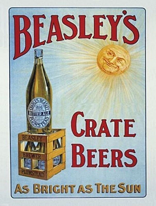 Beasley's Crate Bottle Beer Old Pub Bitter Ale Bar Hotel Medium Metal/Tin Sign