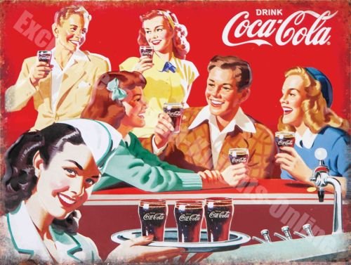 Vintage Drink, 75, Cola 50's Dinner, Cafe Kitchen Old Shop, Large Metal/Tin Sign