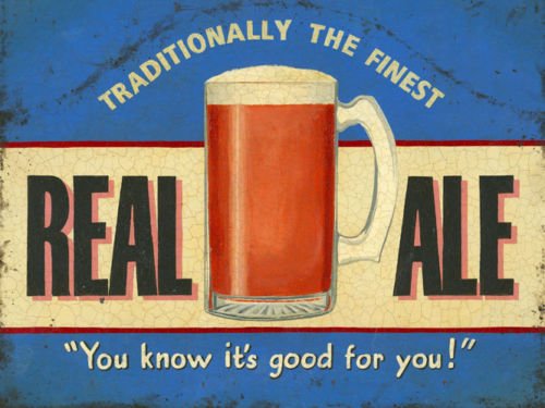 Real Ale, Retro Pub Bar Cafe Restaurant, Drink Bitter Beer, Small Metal/Tin Sign