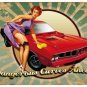 Dangerous Curves, Classic American Car, Funny/Humorous, Small Metal/Tin Sign
