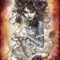 Tattoo Rose. Alchemy Gothic Sexy toppless woman Retro Girl Small Metal/Tin Sign