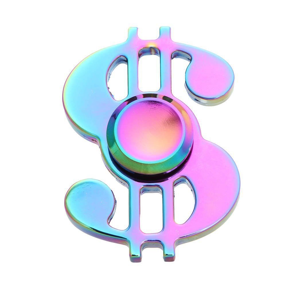 Wangyue Rainbow Fidget Spinner Dollar Sign Hand Toy Autism ADHD Durable Anxiety