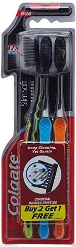 Charcoal Colgate Soft Toothbrush 3 Pack Dental Hygiene Care Oral Micro Slim Tip