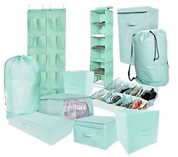 10 PC Organization Set Storage Box Dividers Closet Bin Shelves Hanging Hamper