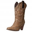 Very Volatile Boots Bronze Rhinestone Womens 7 Sexy Cowboy Western Quality Used