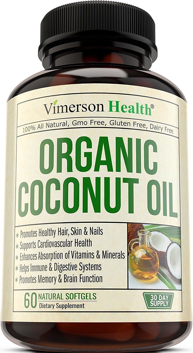 Organic Extra Virgin Coconut Oil Supplement. Promotes Healthy Skin, Hair & Nails