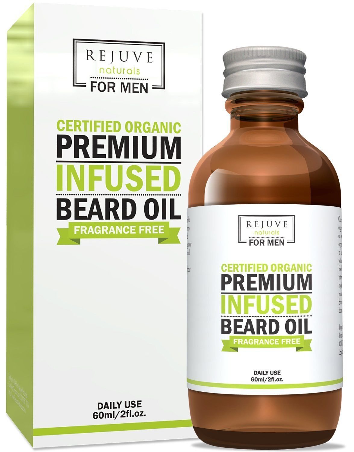 Certified Organic Beard Oil with Argan, Jojoba & Fractionated Coconut Oil 2fl oz
