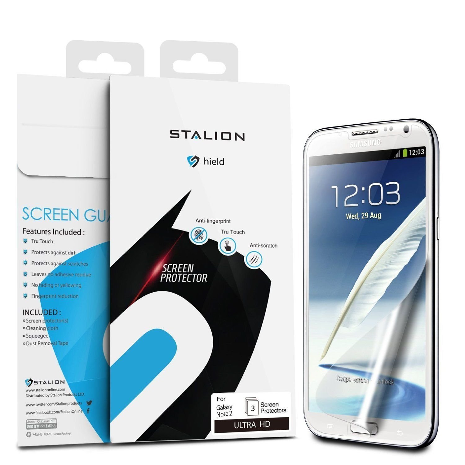3-pack Stalion Ultra HD Crystal Clear Screen Protector for Samsung galaxy note 2