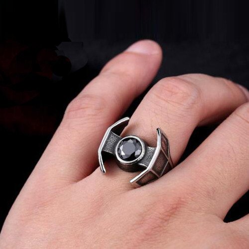 Star Wars #01 Rings Spaceship the Darth Vader Fighter Stainless Steel Ring