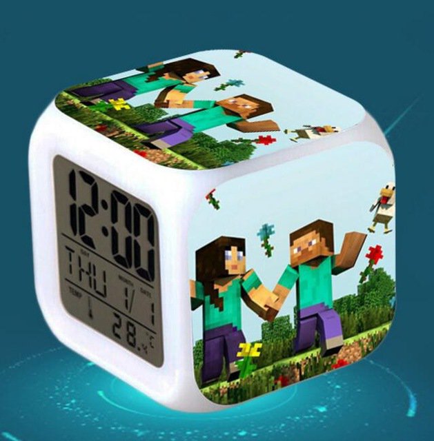 Minecraft Led Alarm Clock #07 Minecraft Cartoon Figures LED Alarm Clock