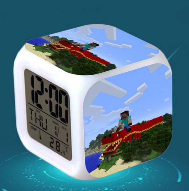 Minecraft Led Alarm Clock #14 Minecraft Cartoon Figures LED Alarm Clock