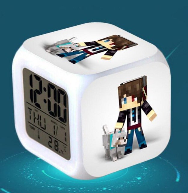 Minecraft Led Alarm Clock #23 Minecraft Cartoon Figures LED Alarm Clock