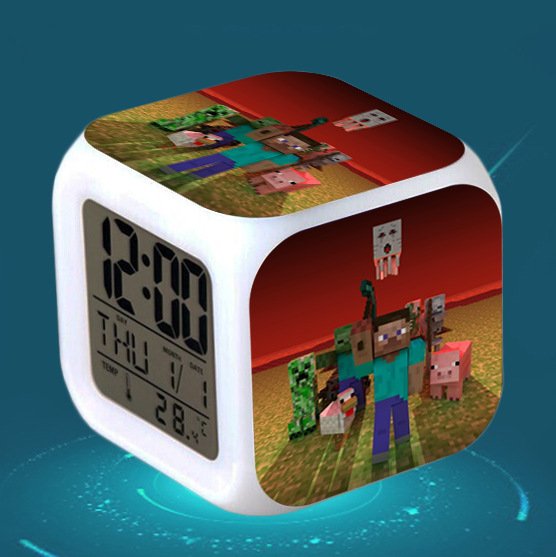 Minecraft Led Alarm Clock #29 Minecraft Cartoon Figures LED Alarm Clock